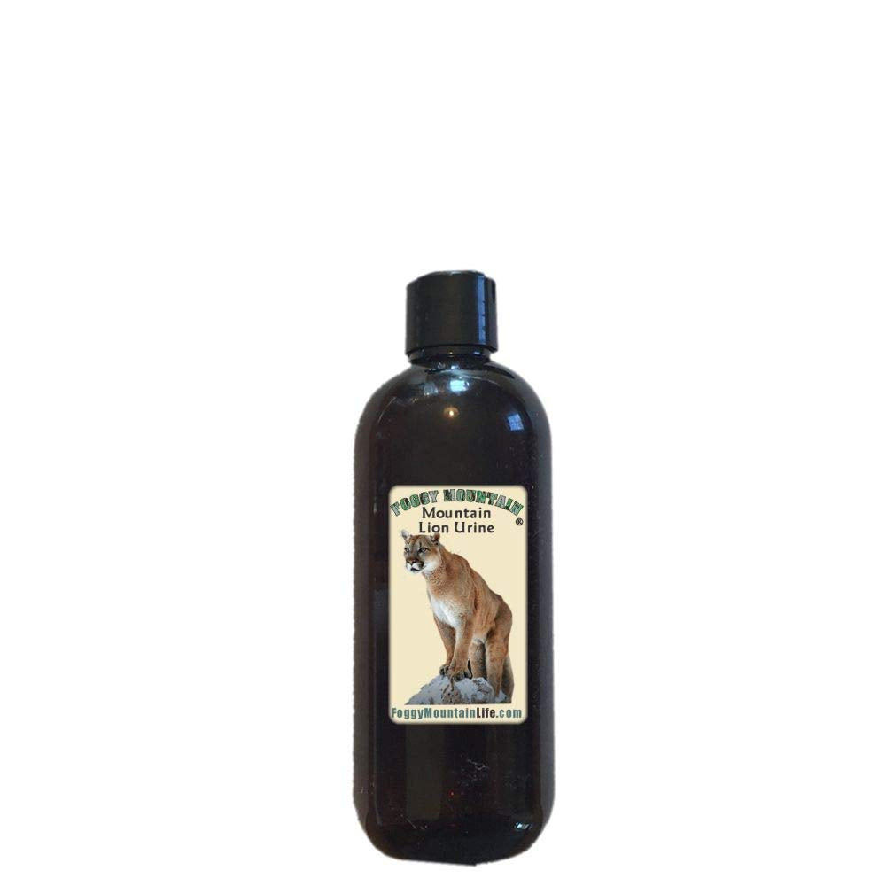 Foggy Mountain Mt. Lion Urine 8oz bottle for wildlife signaling in outdoor use.