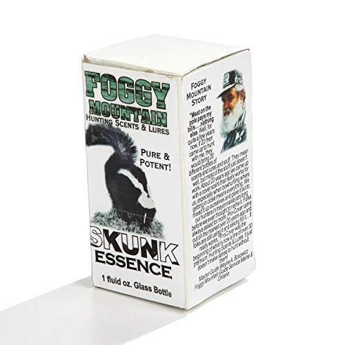Foggy Mountain Pure Skunk Essence close up highlighting scent blocking potential.