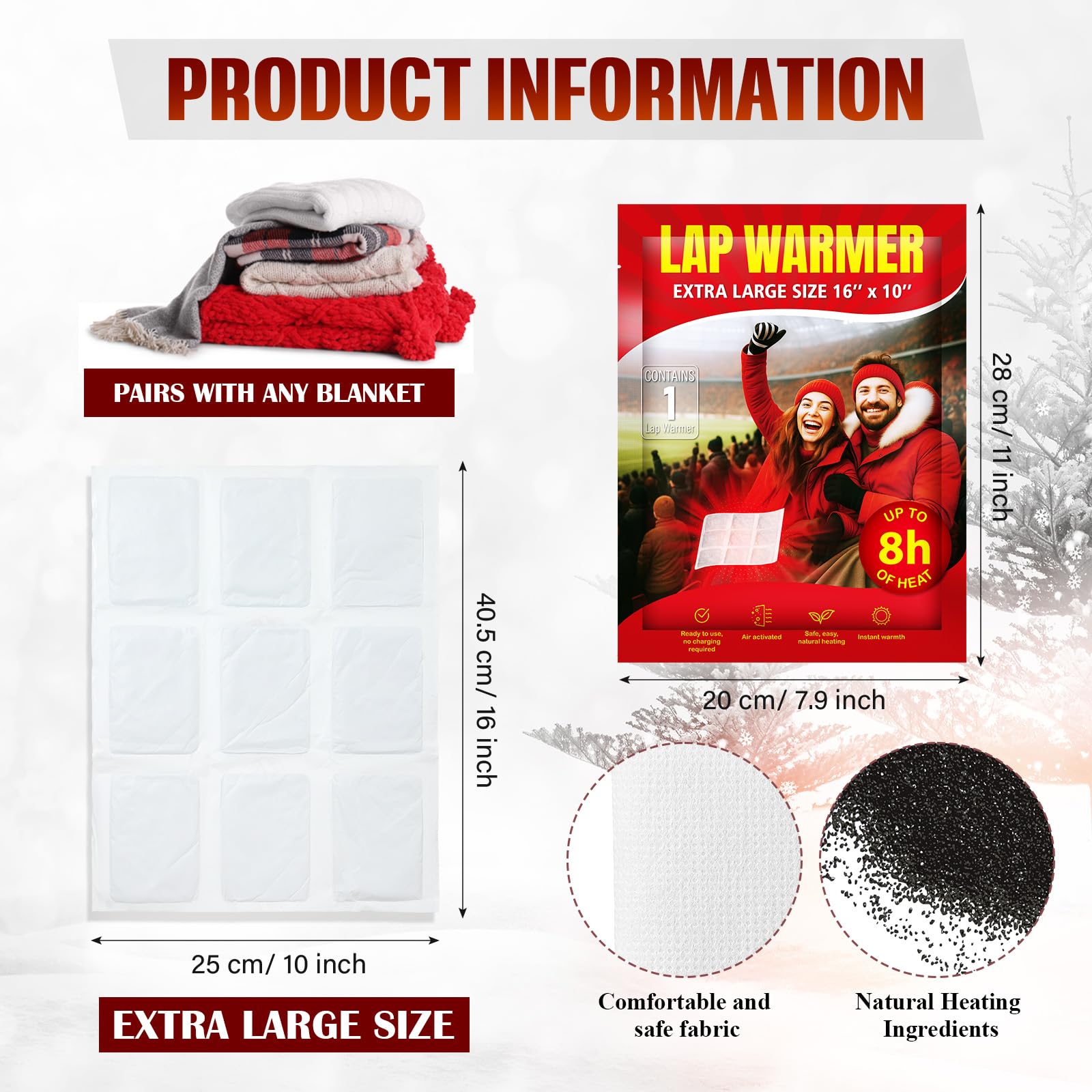 Foilswirl adhesive-backed heat packs shown for hands-free warmth