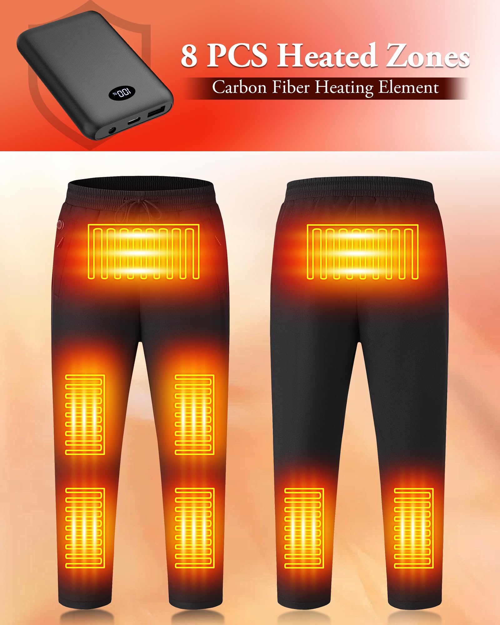 Foiueyga heated pants with water-resistant outer material for winter trails.