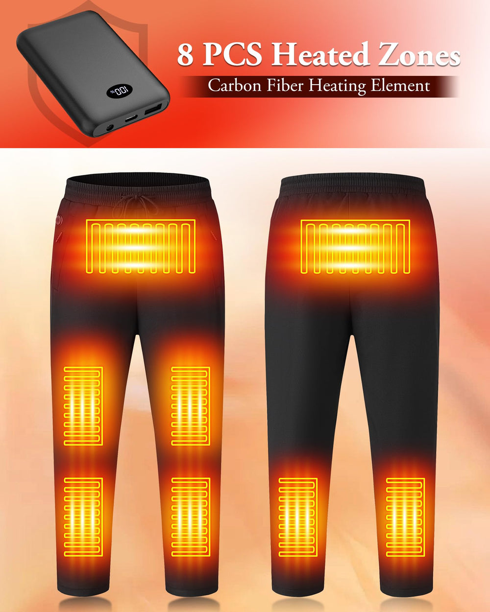 Foiueyga heated pants with water-resistant outer material for winter trails.