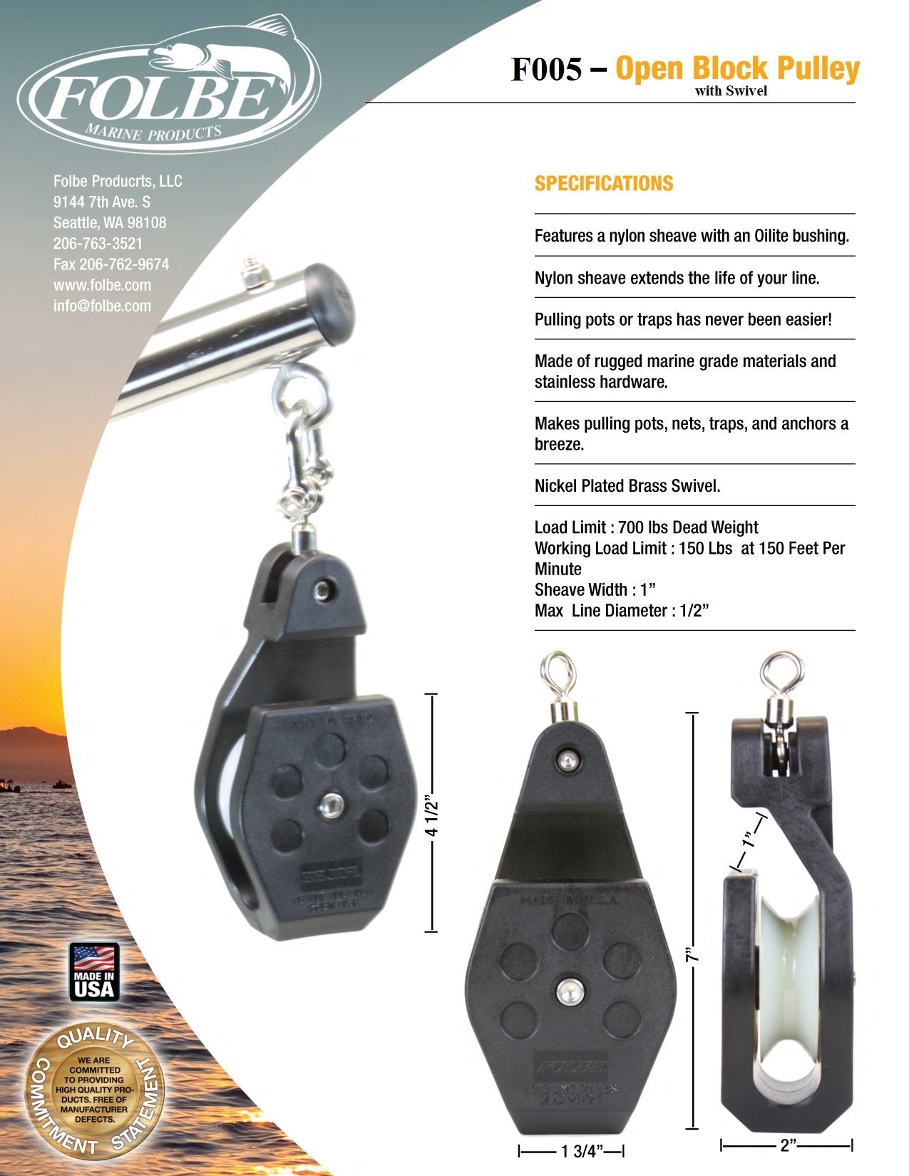 Folbe marine-grade construction resists corrosion for years of reliable use