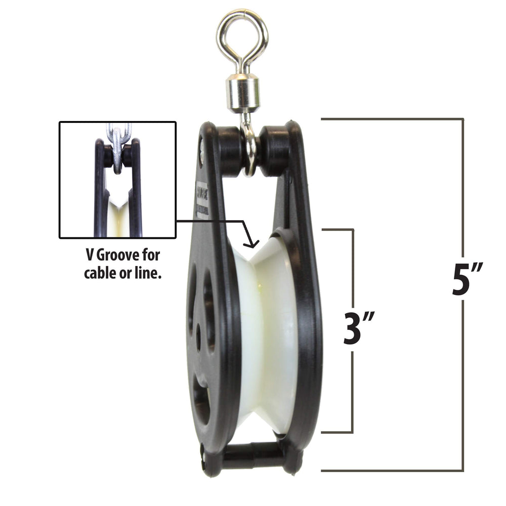 Folbe V-Groove design centers line for efficient handling.
