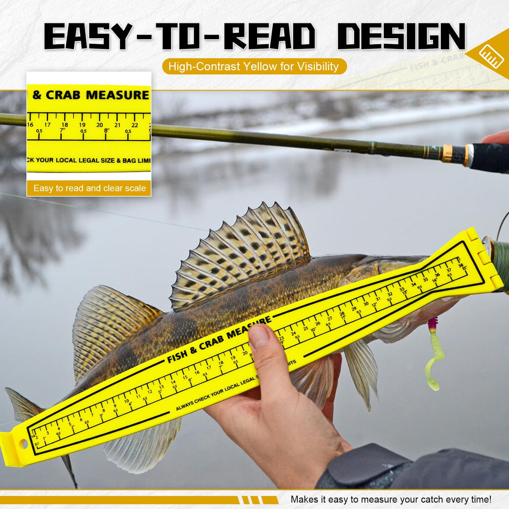 Crab Ruler Foldable 32-Inch Fish Measuring Board | Dual-Sided Ruler for Crabs & F ...