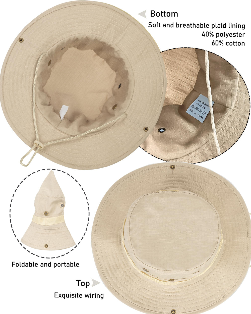 Foldable bucket hat packed for travel