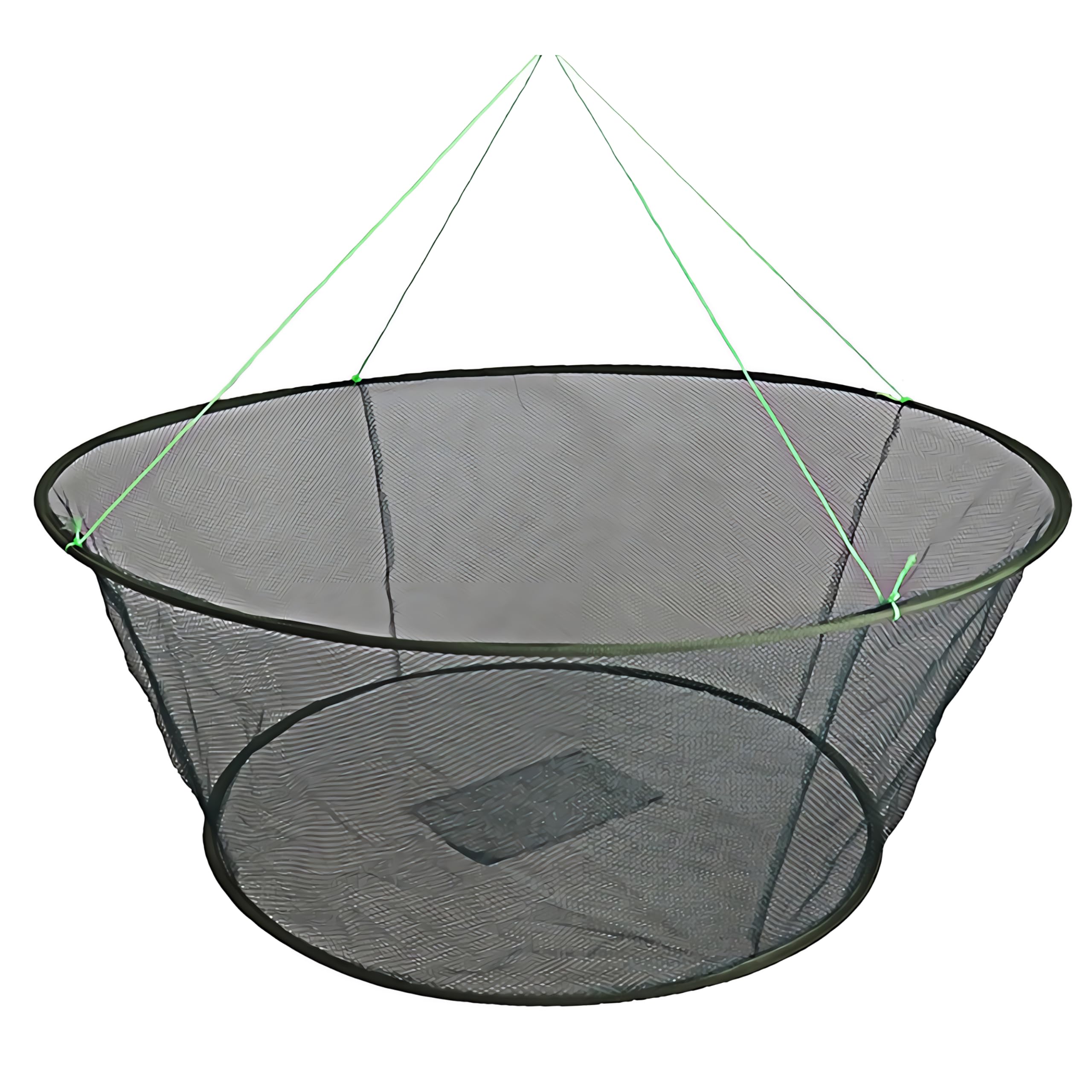 Foldable fish catching net in use, ready to cast