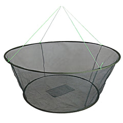 Foldable fish catching net in use, ready to cast