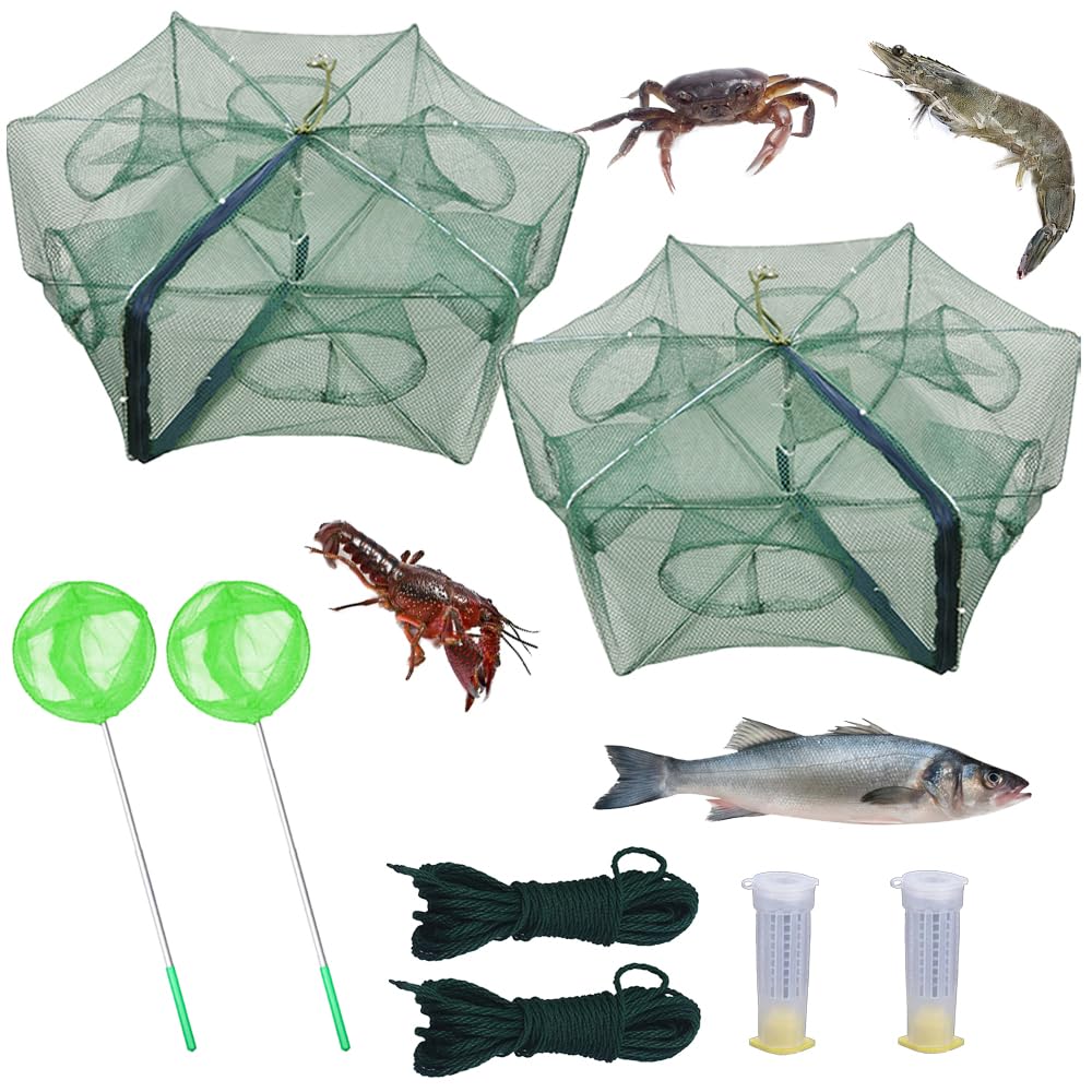 Foldable fishing bait trap with six holes and 58 cm length