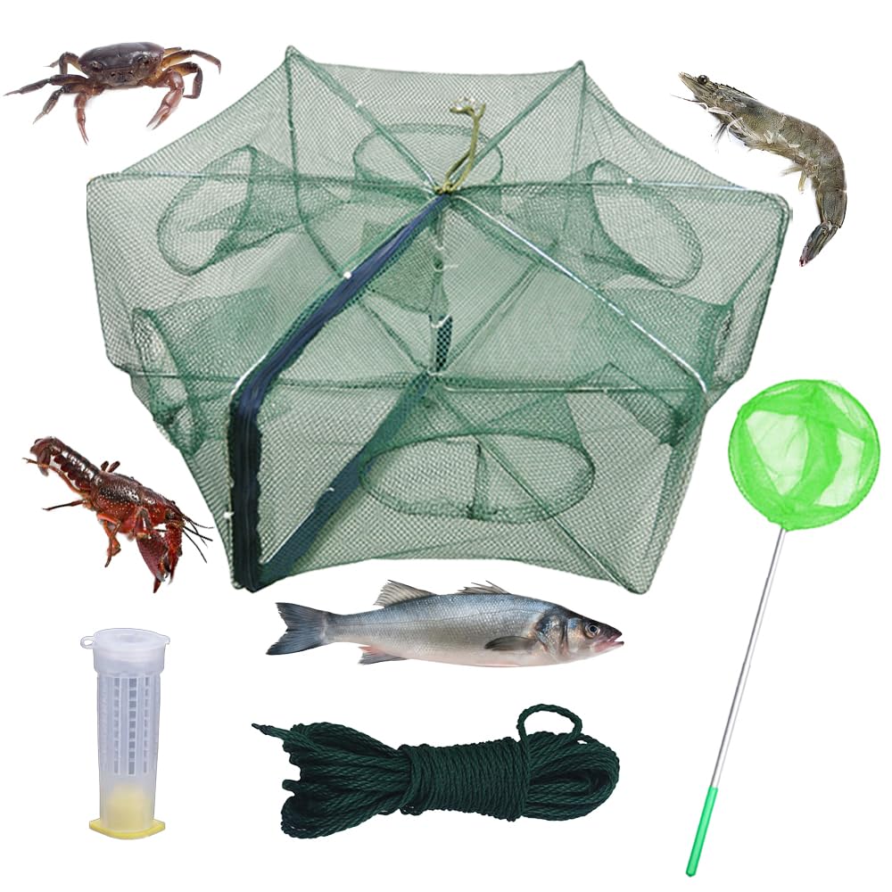 Foldable fishing bait trap with 6 holes and 58 cm length