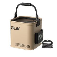 Open foldable fishing bucket showing 13L capacity