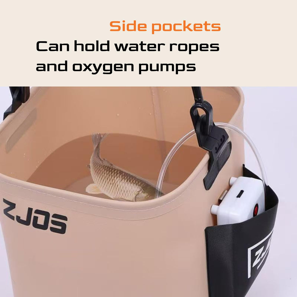 Fishing bucket used for live bait and water on outdoor trip