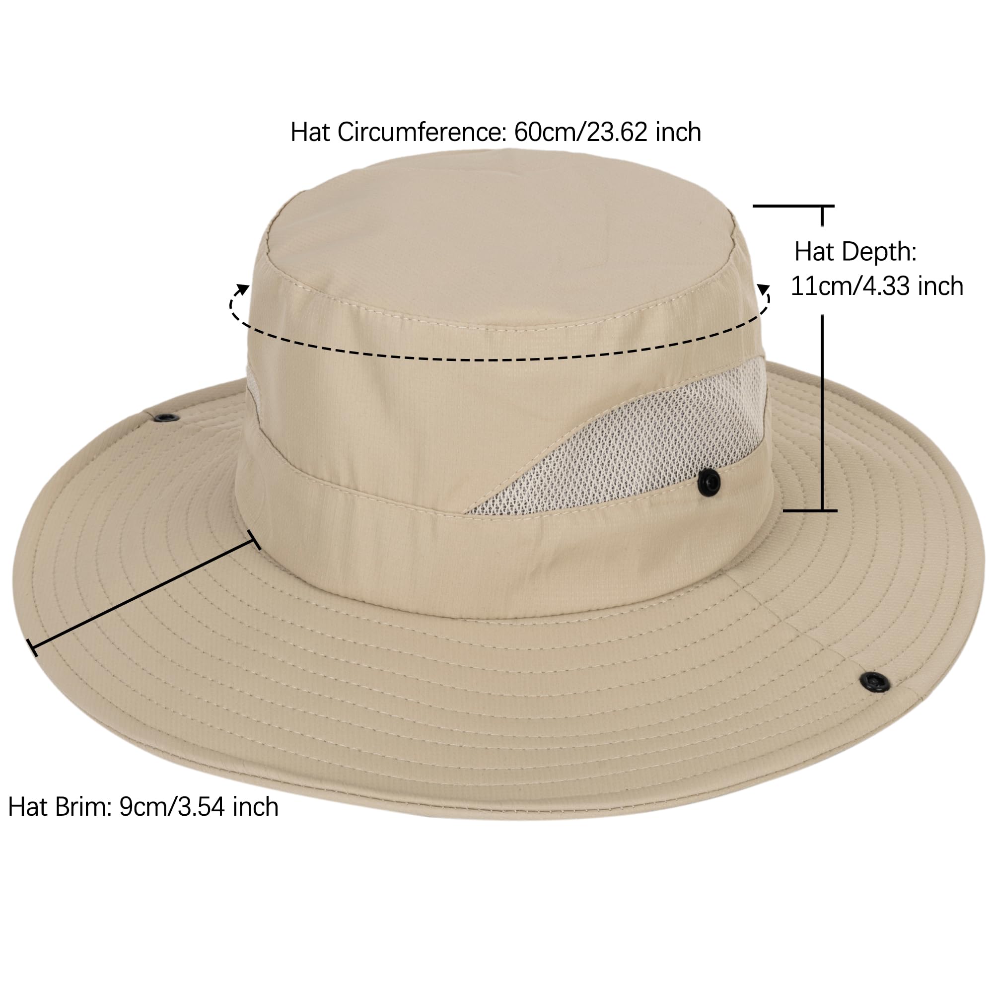 Unisex breathable sun hat with wide brim in dark beige
