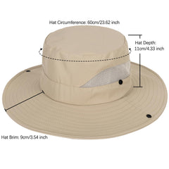 Unisex breathable sun hat with wide brim in dark beige