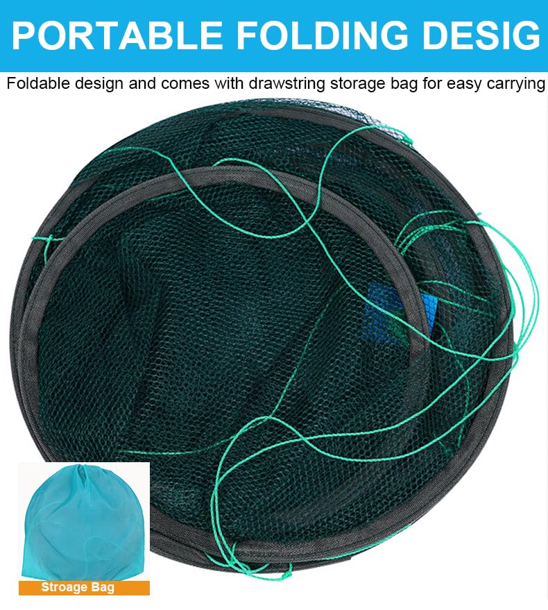 Portable drop net suitable for lakes, docks, streams, and bridges.
