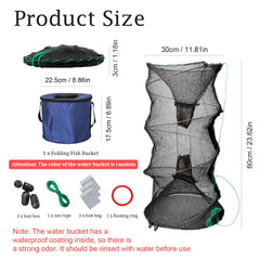 Foldable fishing net setup