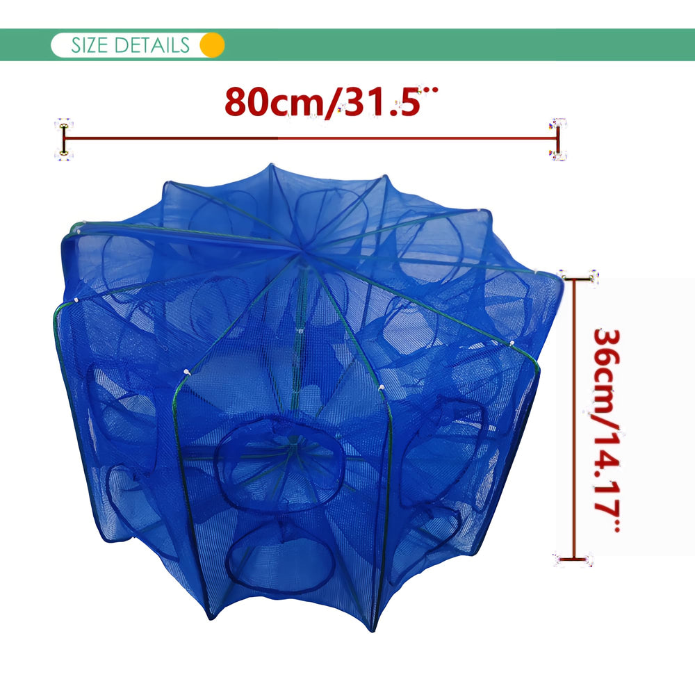 Foldable fishing net trap with 360° design