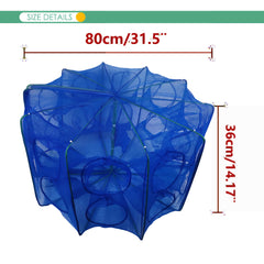 Foldable fishing net trap with 360° design
