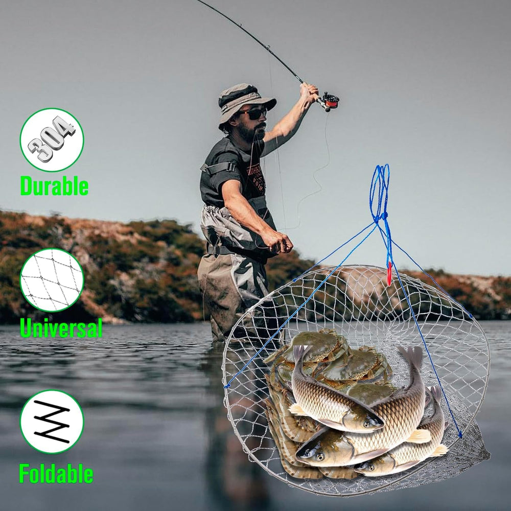 Foldable pier landing net collapsed for easy storage
