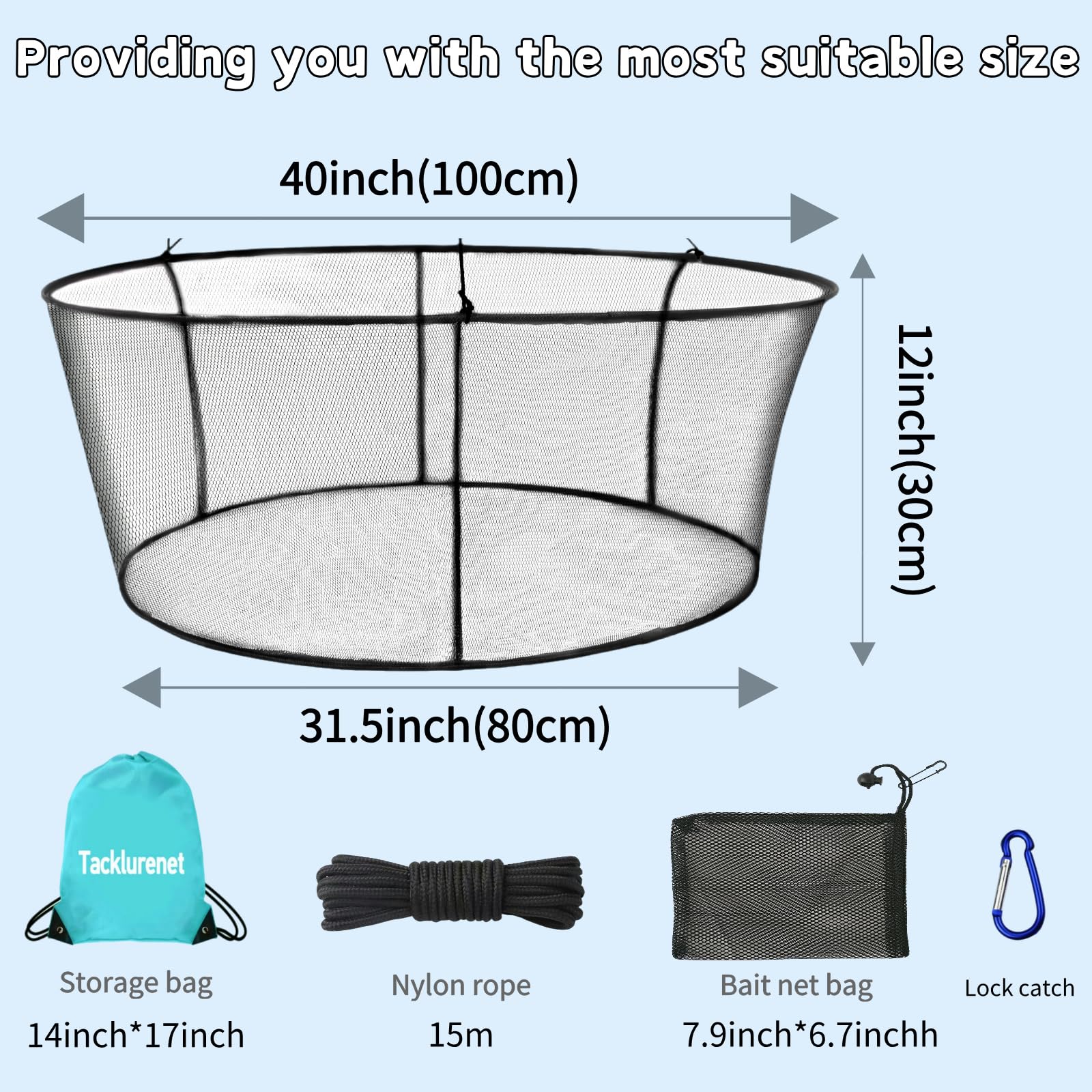 Foldable pier fishing net ready for use