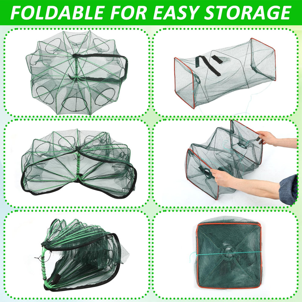Rectangular minnow trap with nylon mesh and steel frame