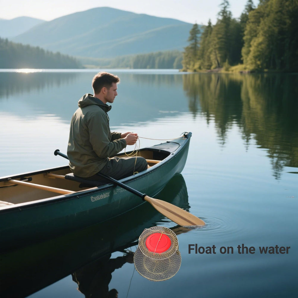 Folded, compact storage of the collapsible fish basket