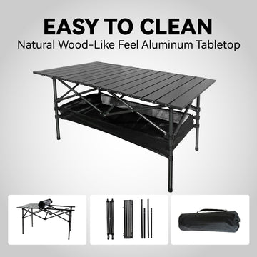 Folding Camping Table picnic-ready surface for family meals.