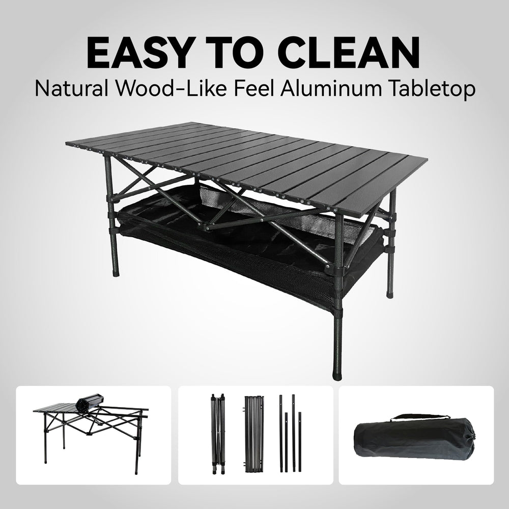 Folding Camping Table picnic-ready surface for family meals.