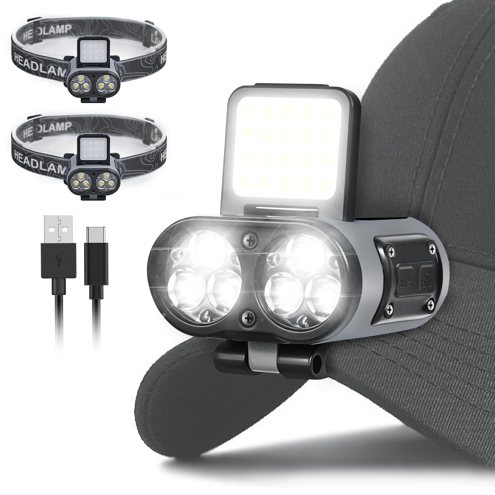 Foleto dual-led 900lm headlamp packaging shows powerful outdoor lighting.