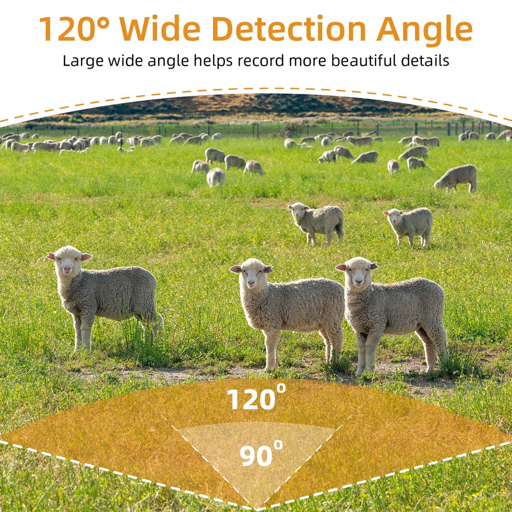 Folgtek trail camera 120-degree lens widens coverage for more sightings.