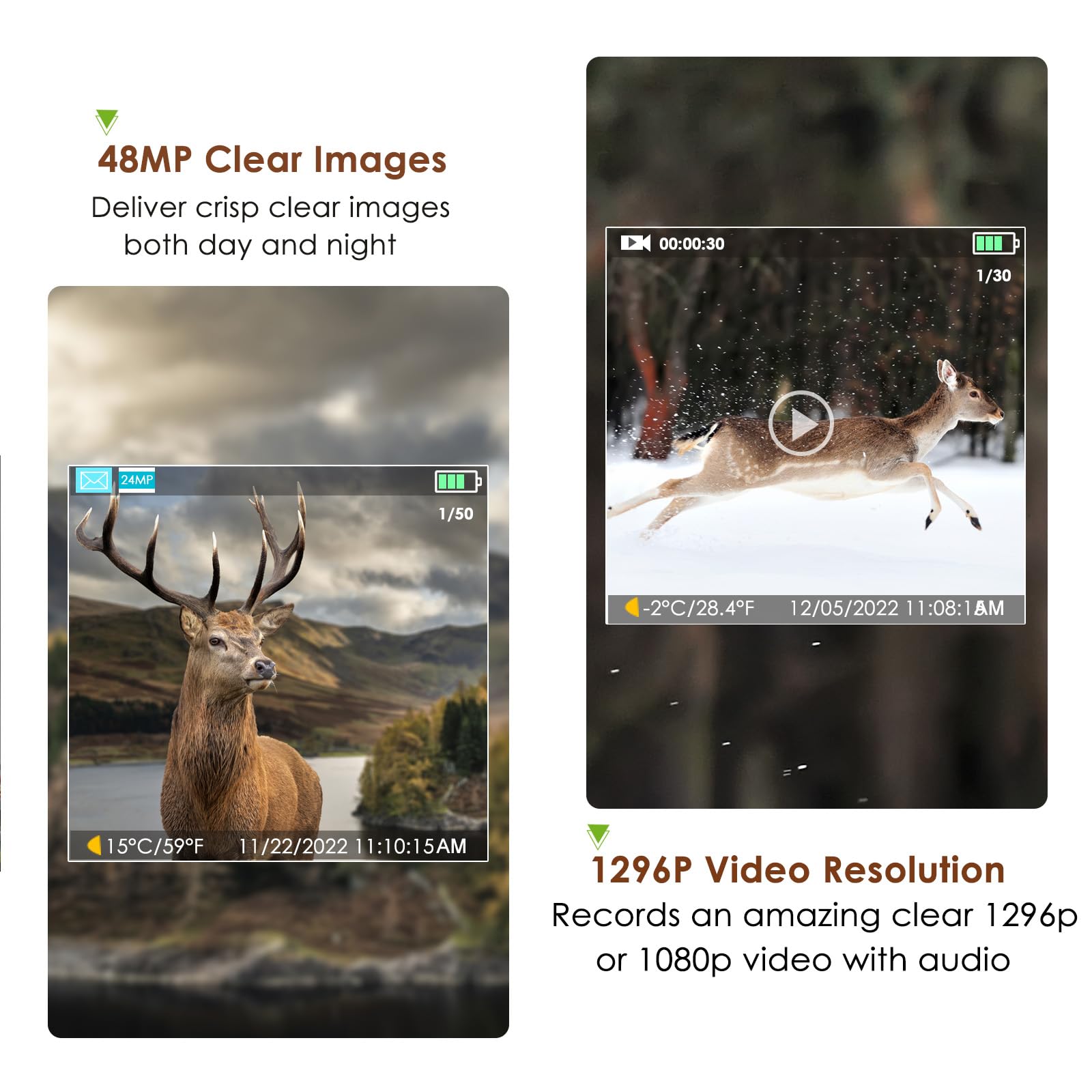 Folgtek trail camera video 1296P captures detailed action moments with clarity.