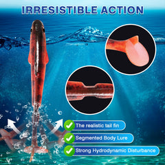 Durable soft plastic swim bait with Mustad 1/0 jig hook