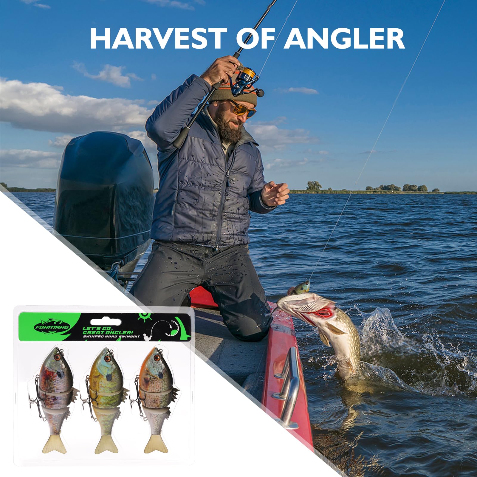 Lure in water showing bluegill color pattern for bass, walleye and pike