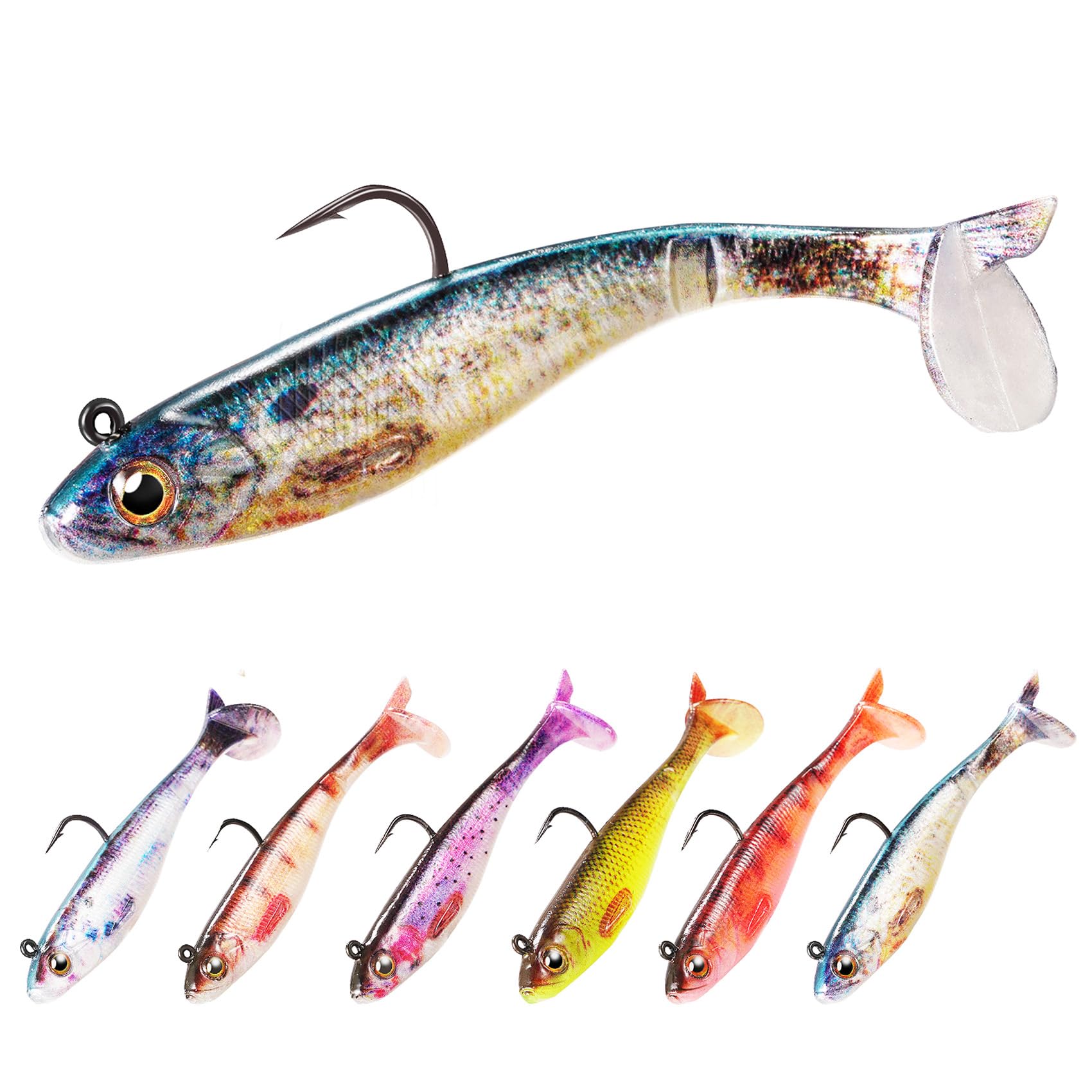 FONMANG 6 piece swimbaits set showing realistic color option 1