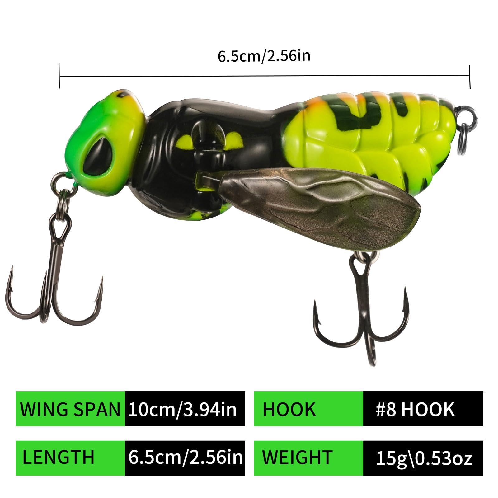 2.6in topwater lure ideal for bass, pike, and panfish
