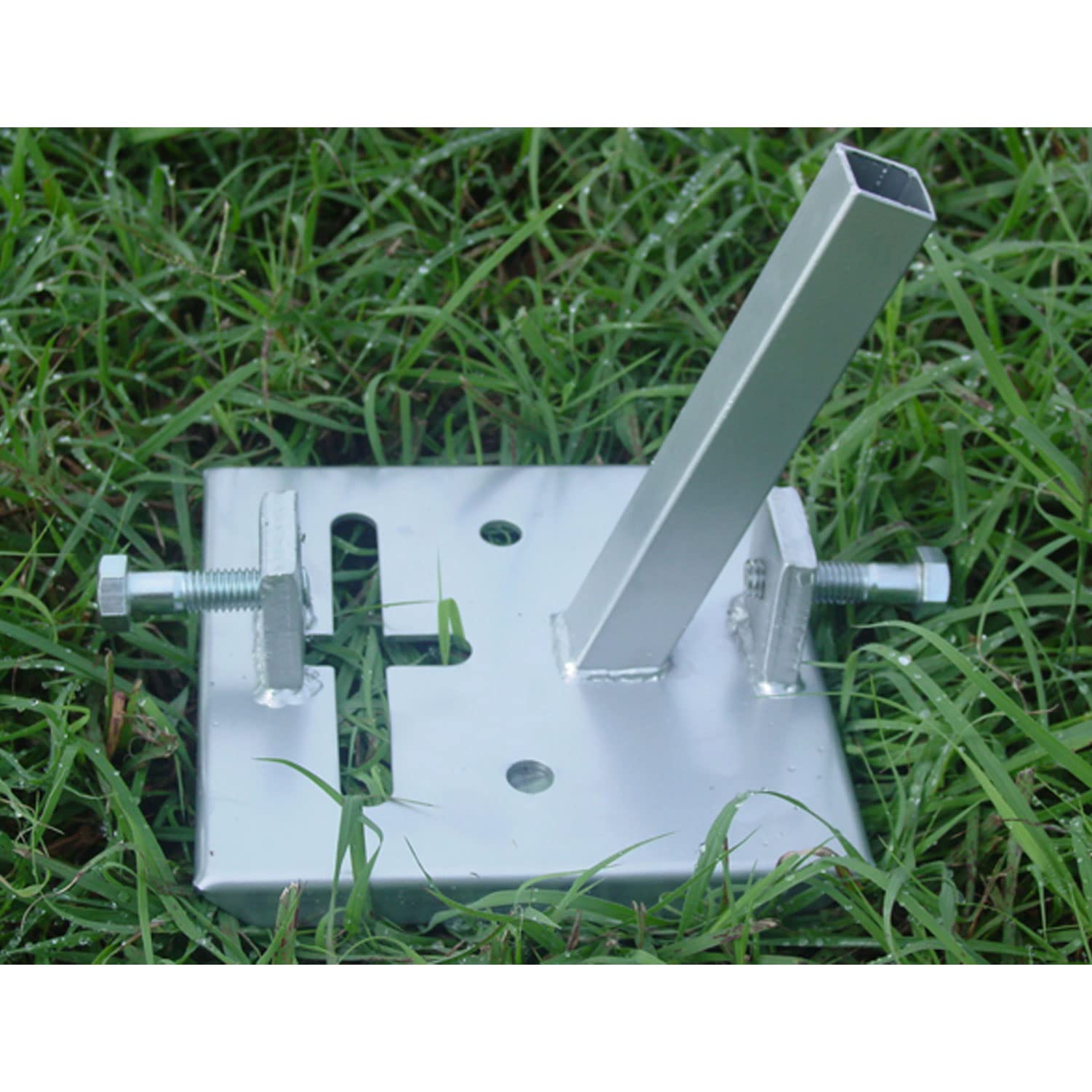 Foot pad accepts pipes or tubing with ID 1.25 inches or larger