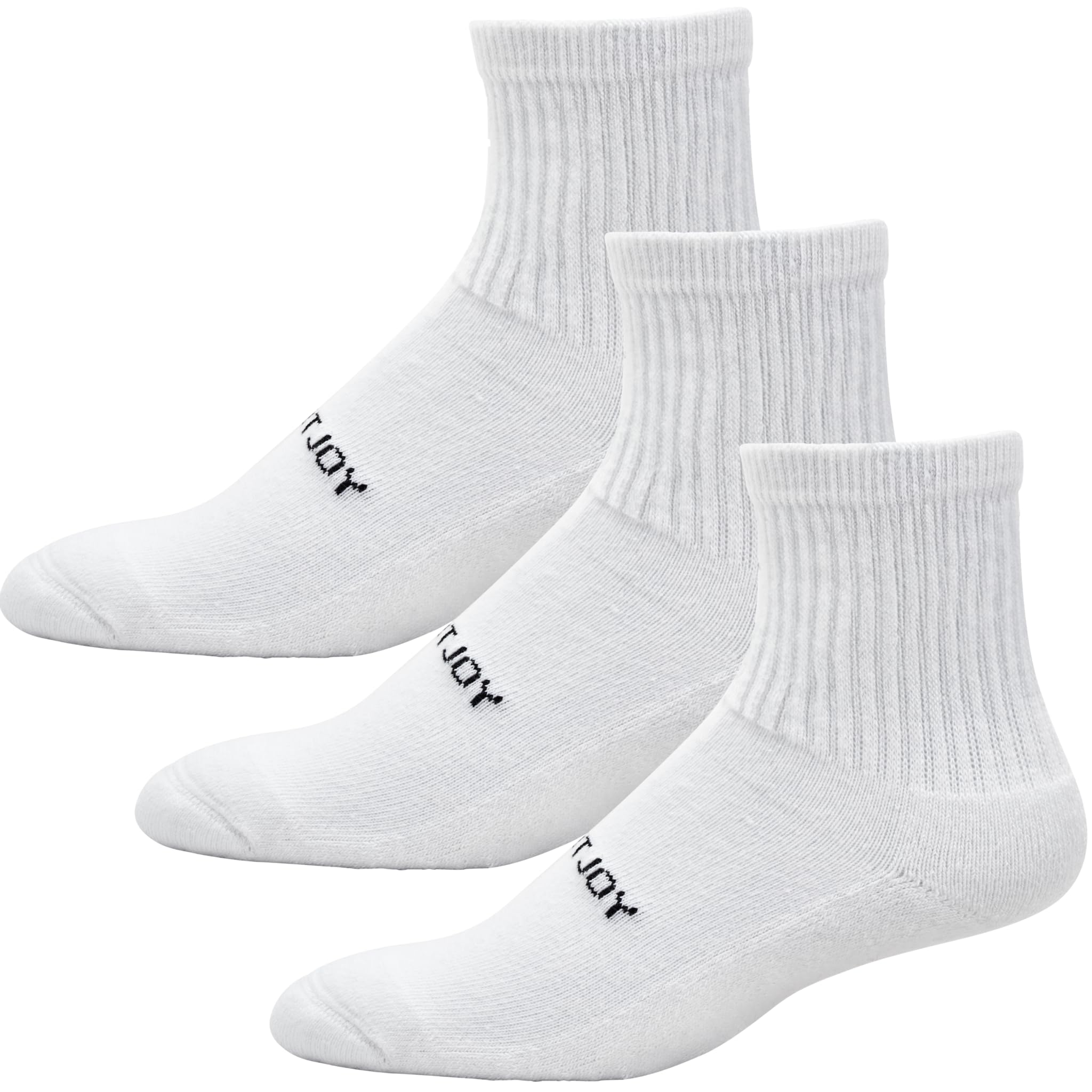 FootJoy ComfortSof Quarter socks in white; cushioned sole for all-day golf comfort.