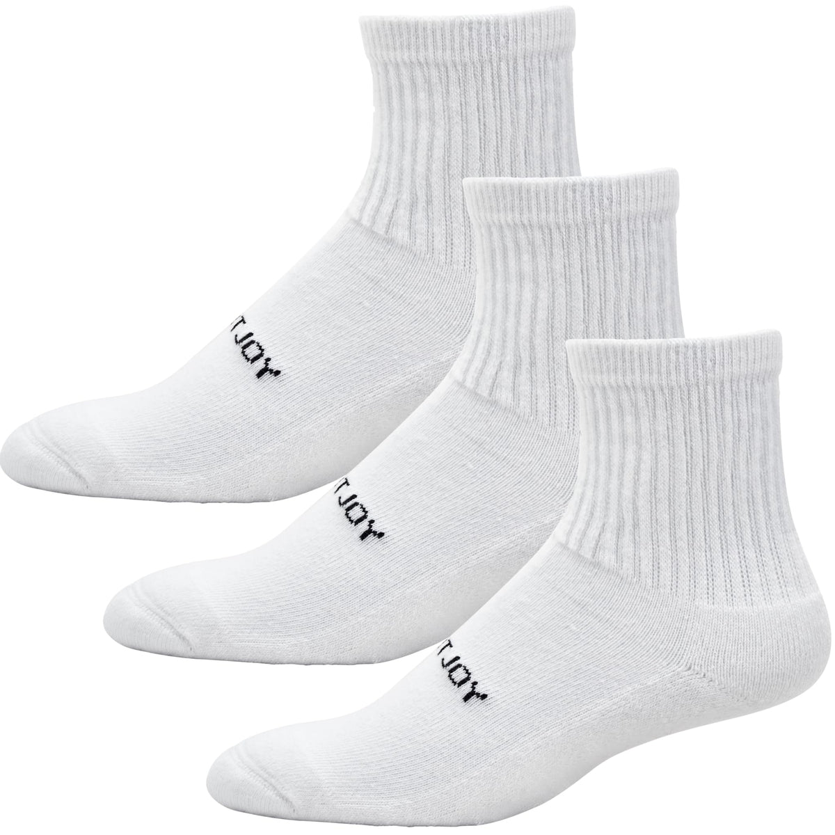 FootJoy ComfortSof Quarter socks in white; cushioned sole for all-day golf comfort.