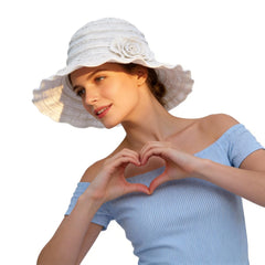 FORBUSITE wide-brim sun hat in white offering UV protection for outdoor adventures