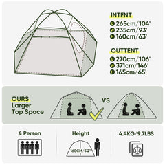 Forceatt 4-person tent entrance and doors for easy access and gear storage