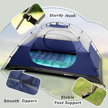 Forceatt camping tent aluminum poles close-up showing sturdy frame for windy days.