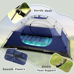 Forceatt camping tent aluminum poles close-up showing sturdy frame for windy days.