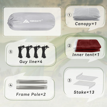 Forceatt camping tent quick setup demonstrates under three minutes for convenience.