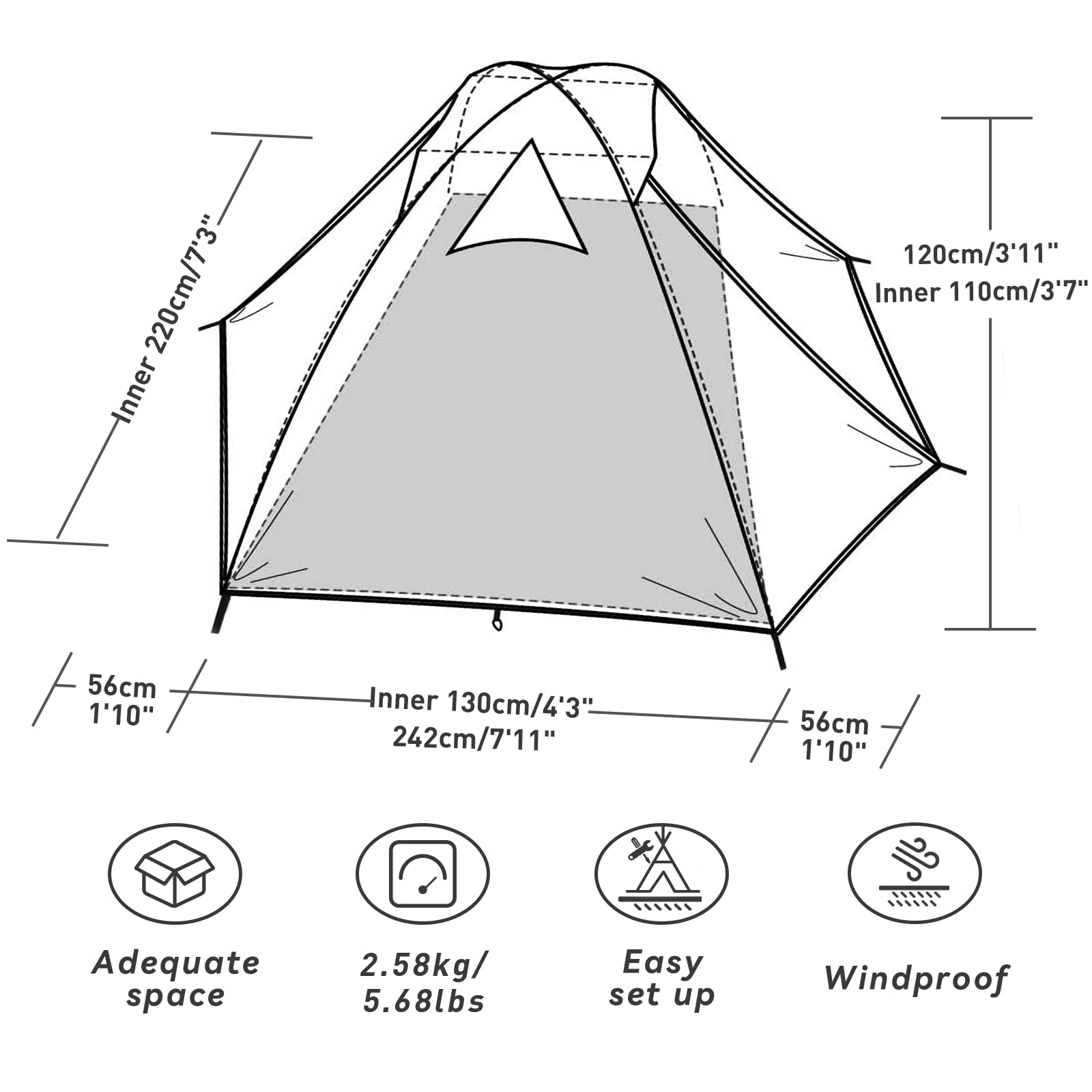 Forceatt camping tent interior demonstrates ample space and quick pitching for travelers.