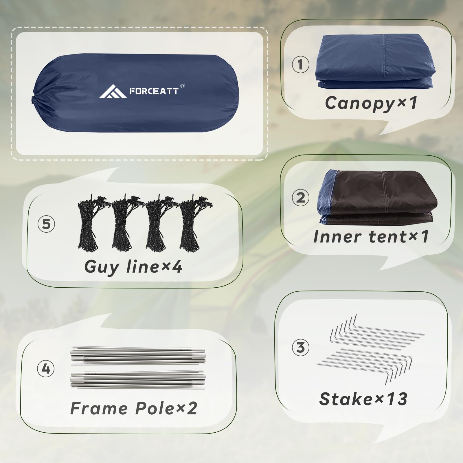 Forceatt tent two-doors and vestibules provide easy access and gear storage.