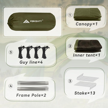 Forceatt camping tent vestibule-storage-entry provides convenient gear storage and easy access.