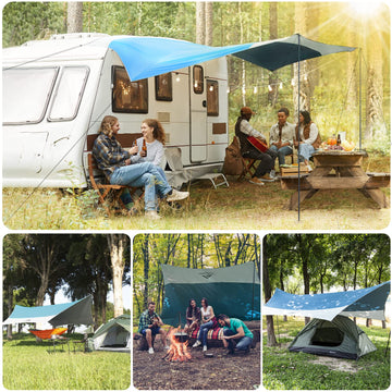 Forceatt ground-cover tarp shields clothes from moisture