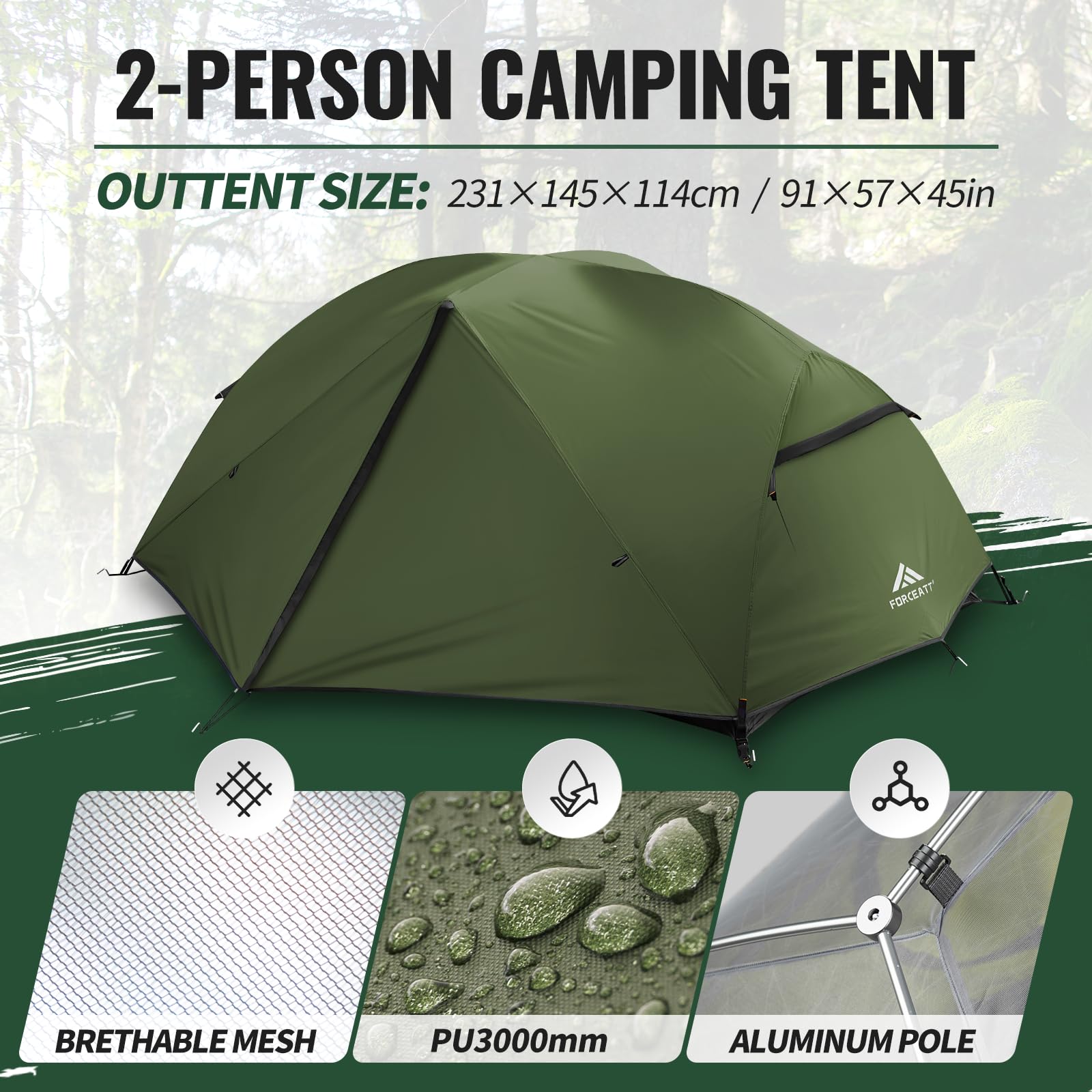 Forceatt 2-person tent door entry demonstrates easy access after a long hike