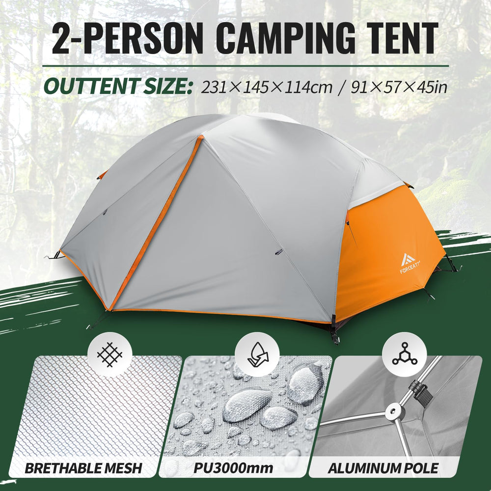 Forceatt two-person interior space shows roomy layout for two campers.