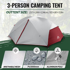 Forceatt Tent 3 Person interior dimensions illustrate roomy space for three campers.