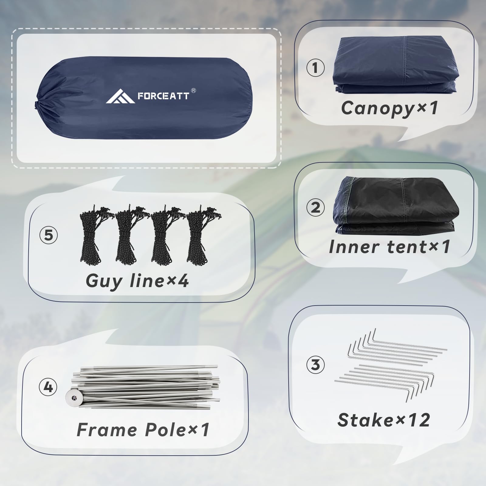 Forceatt aluminium poles provide sturdy support in windy conditions.